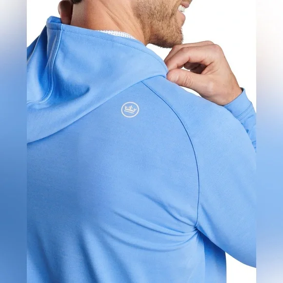 Peter Millar Crown Sport Pine Performance Hoodie Pullover Blue XXL NWT - Picture 3 of 9